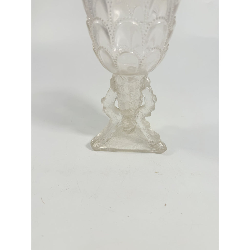 Footed Vase Glass Northwood Beads and Bark White Opalescent Vase Decorative Cup Collector Glassware Home Decor Decorative Accents Antique