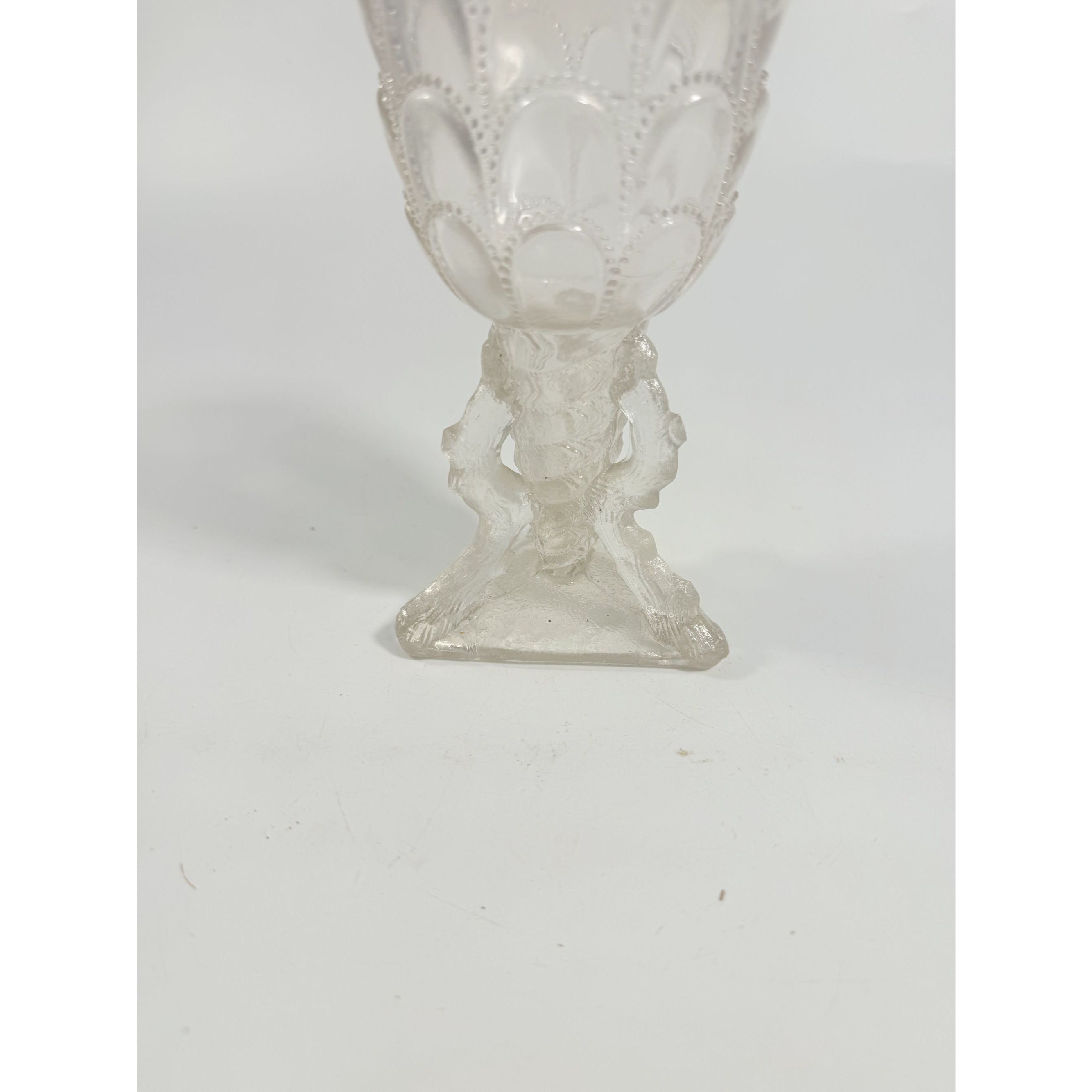 Footed Vase Glass Northwood Beads and Bark White Opalescent Vase Decorative Cup Collector Glassware Home Decor Decorative Accents Antique