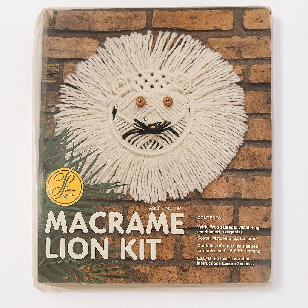 Macrame Kit 1978 Vintage LION by Leisure Home Parties Unopened NOS Wall Decor Crafts