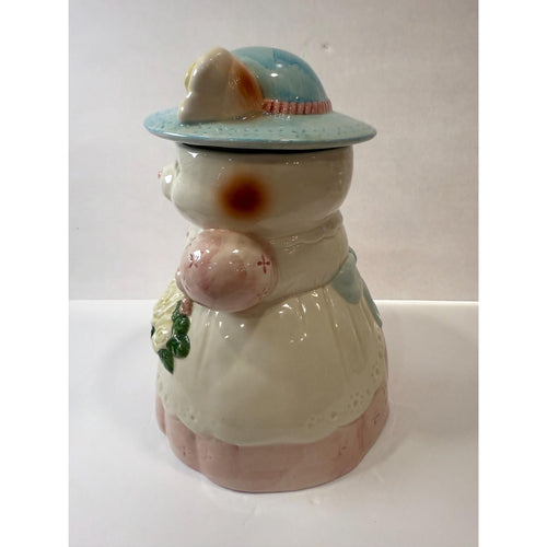 Cat Cookie Jar Mama Grandma Cat Ceramic Albert Price Vintage Victorian Country Hat Flowers Farmhouse Grandma Cottage Core Kitchenware