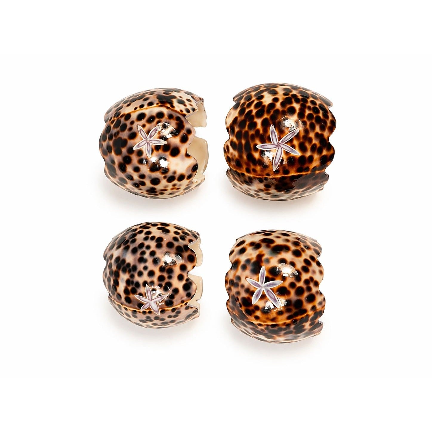 Napkin Rings Tiger Cowrie Shell Leopard Spots Set 4 Natural Seashell Decor Tablesetting Vintage Tableware Place Setting Coastal Grandma