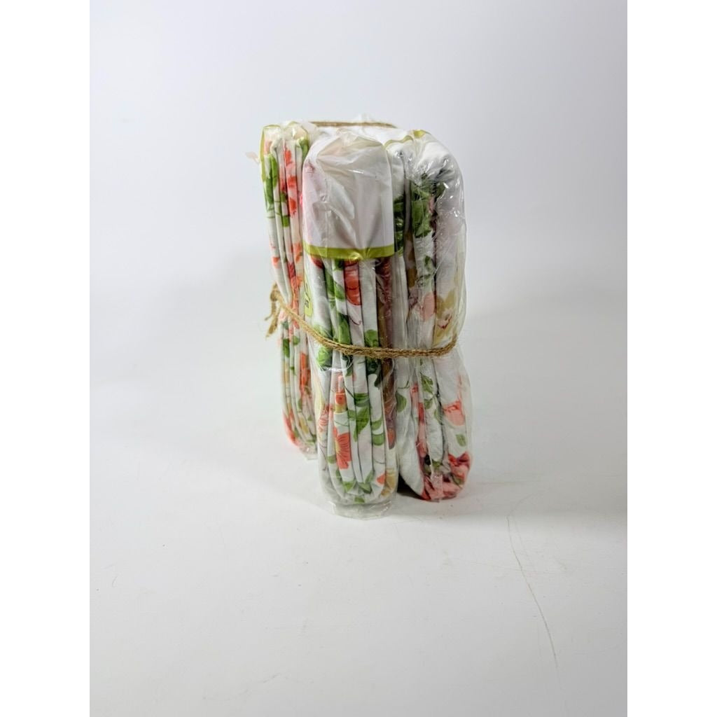 Full Sheet Set Cannon Monticello Floral Butterflies Flat Fitted Sheets 2 Cases Flowers Pastels 1970s Retro Vintage New in Bag Bedding Linens