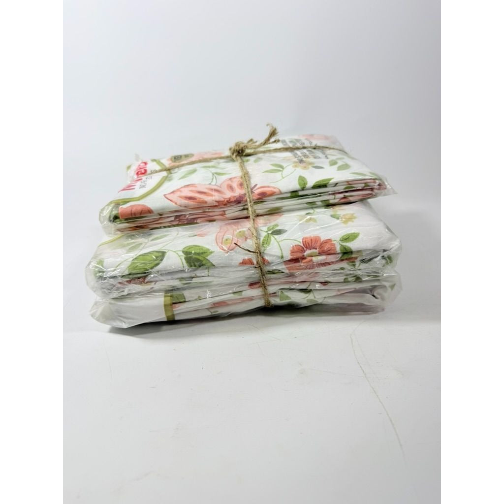 Full Sheet Set Cannon Monticello Floral Butterflies Flat Fitted Sheets 2 Cases Flowers Pastels 1970s Retro Vintage New in Bag Bedding Linens