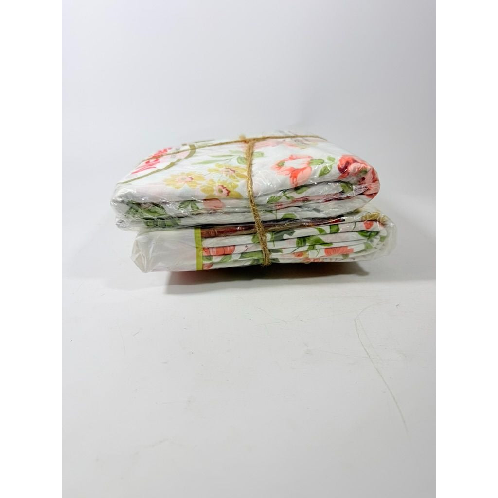 Full Sheet Set Cannon Monticello Floral Butterflies Flat Fitted Sheets 2 Cases Flowers Pastels 1970s Retro Vintage New in Bag Bedding Linens