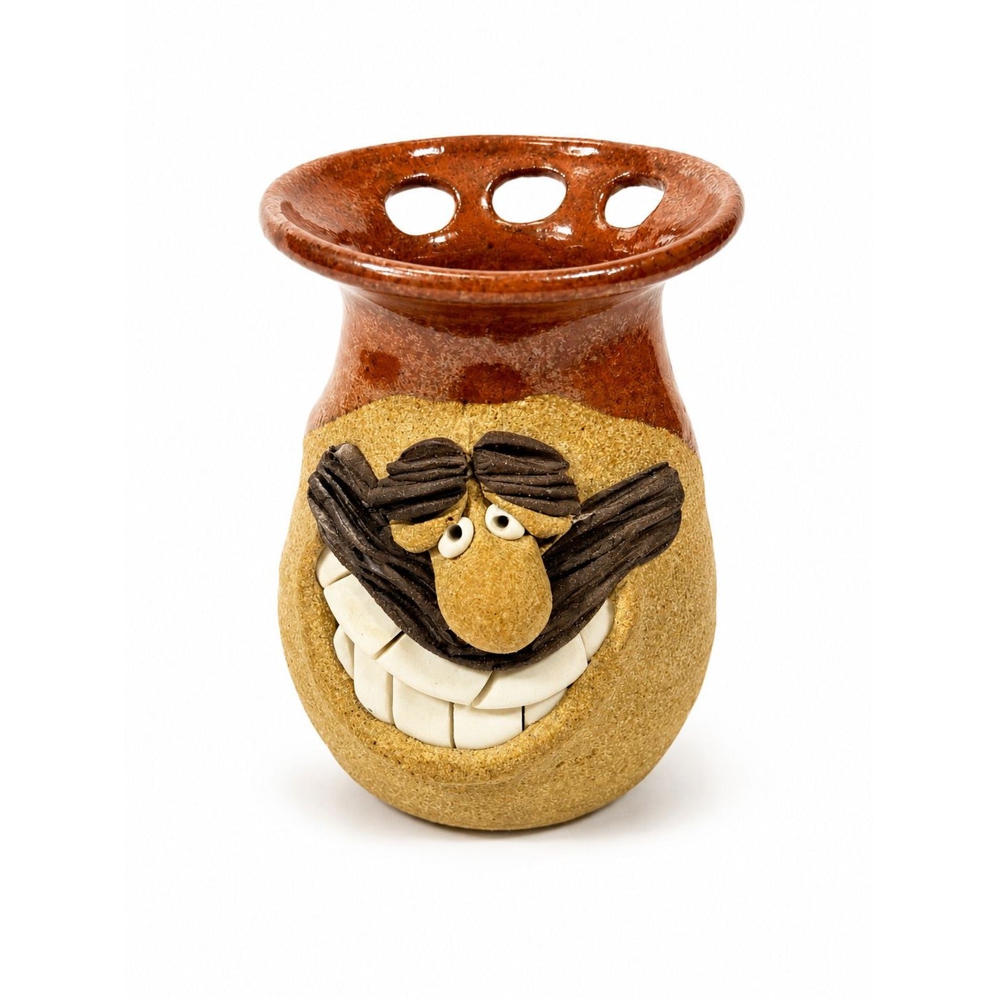 Mustache Mug Ugly Face Character Coffee Mug Signed CK Pottery Stoneware Vintage Vase Unique Home Decor