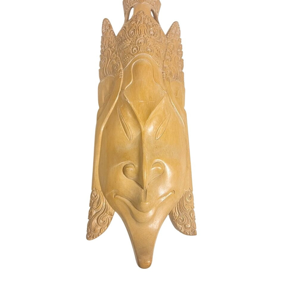Ethnic Figural Large Bali Mask Teak Wood Sculpture Hand Carved Wooden Wall Art Indonesia Balinese TribalHome Decor Decorative Accents