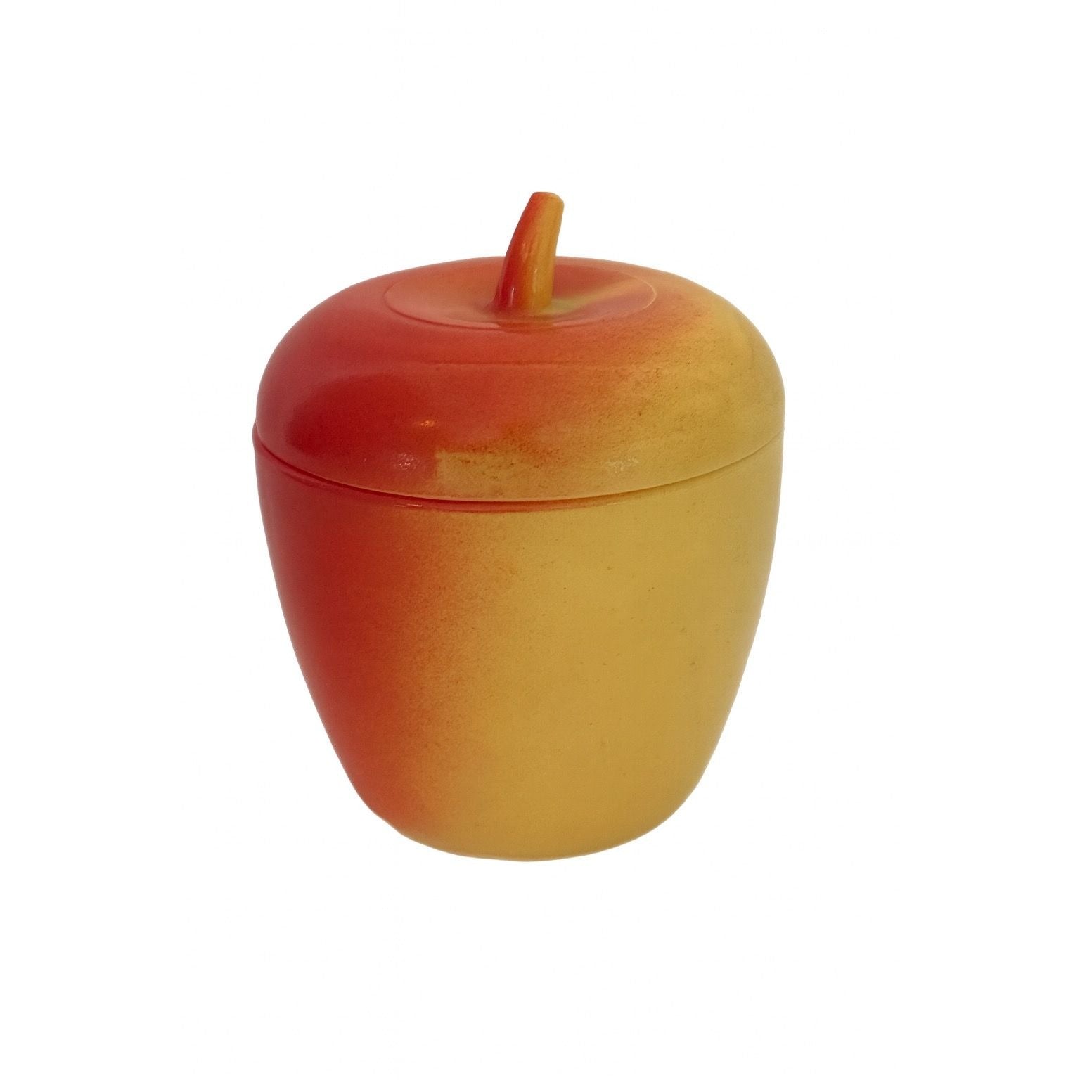 Apple Jam Jelly Jar with Lid Sugar Bowl Hazel Atlas Milk Glass Red Yellow Lidded Reto Kitchenware Cottage core Granny core Kitchen storage