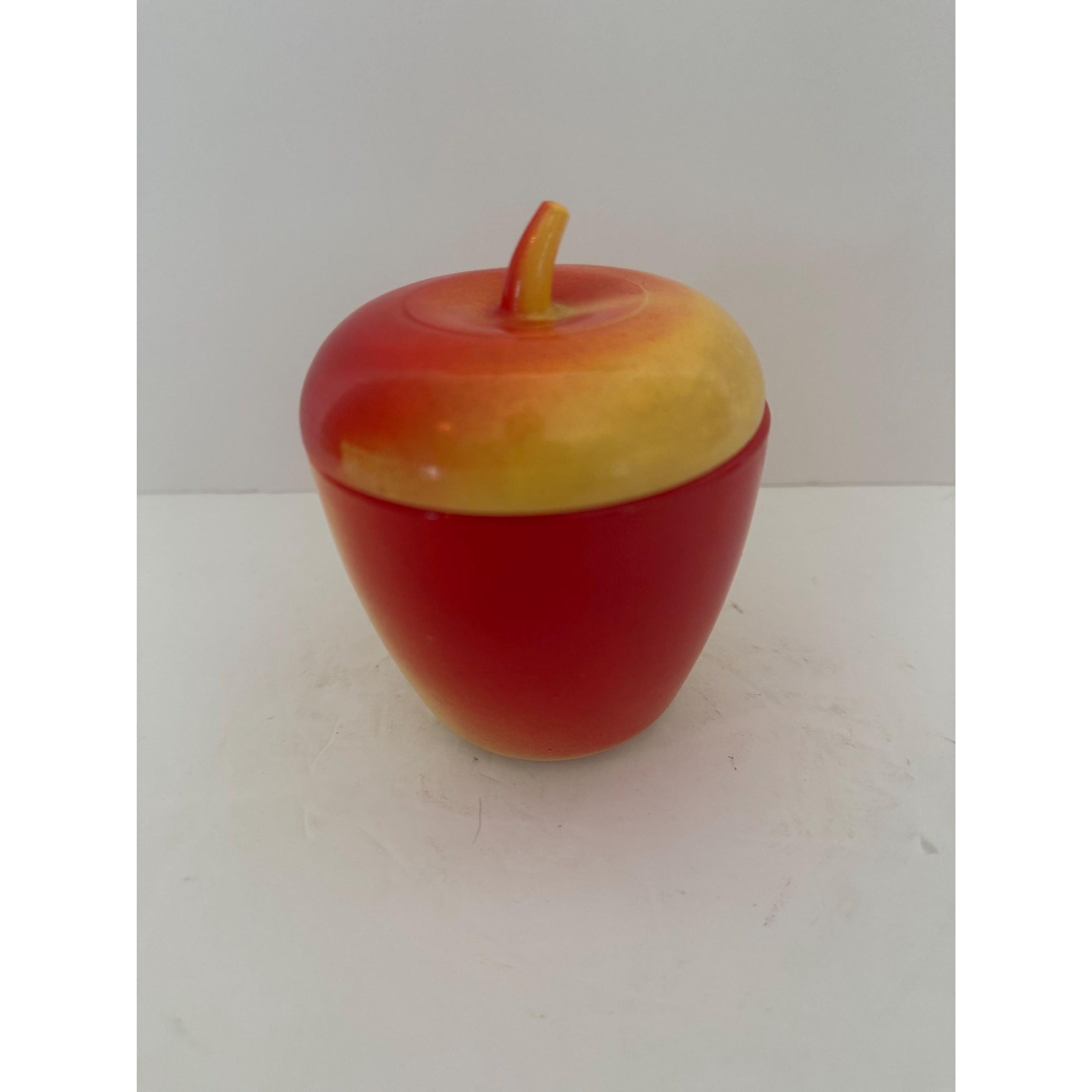 Apple Jam Jelly Jar with Lid Sugar Bowl Hazel Atlas Milk Glass Red Yellow Lidded Reto Kitchenware Cottage core Granny core Kitchen storage