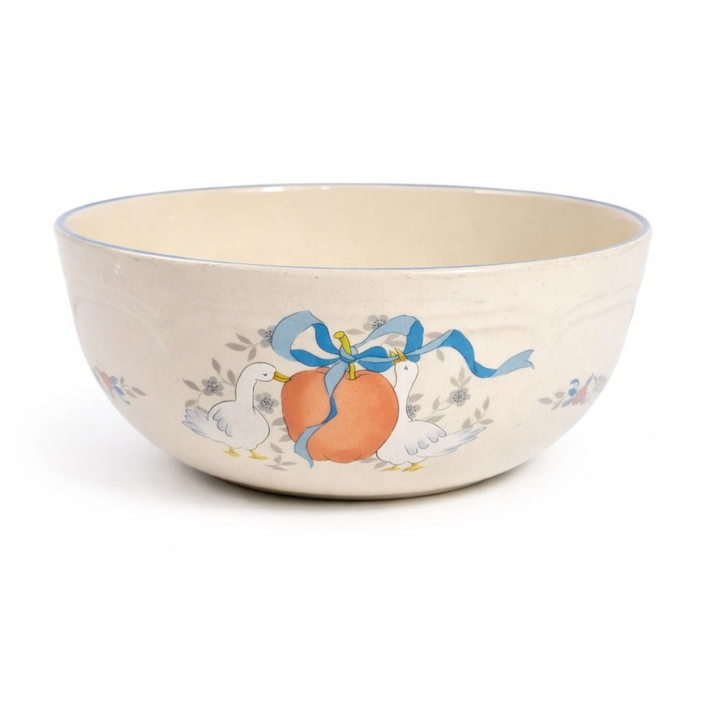 Vegtable Mixing Serving Bowl Marmalade International Staoneware Replacement China Vintage Cottage Granny Core Geese Apples