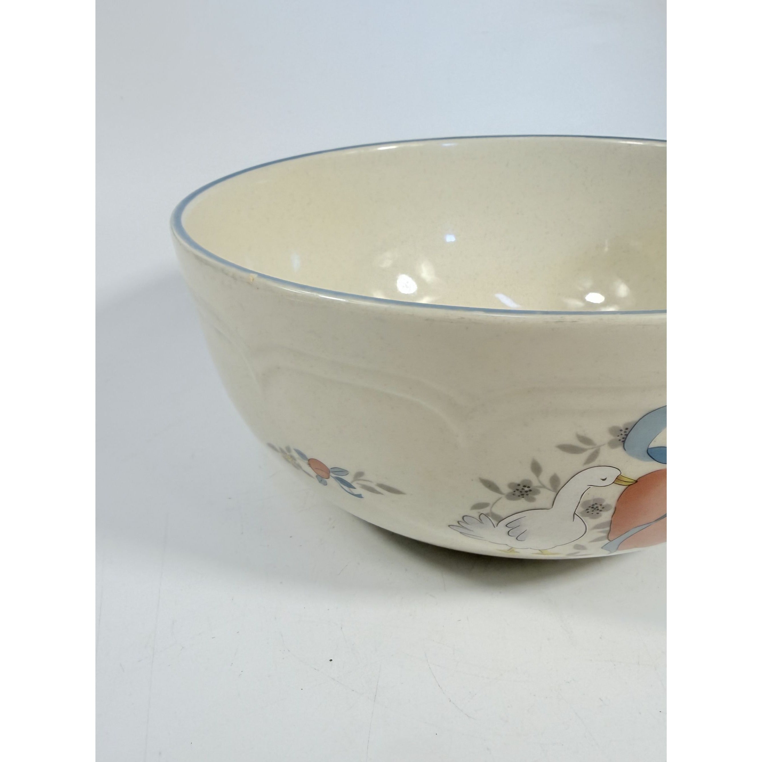 Vegtable Mixing Serving Bowl Marmalade International Staoneware Replacement China Vintage Cottage Granny Core Geese Apples