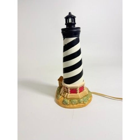 Night Light Cape Hattaras Lighthouse Geo Lefton Porcelain Ceramic Vintage North Carolina Coast Collectible Historic America Home Decor
