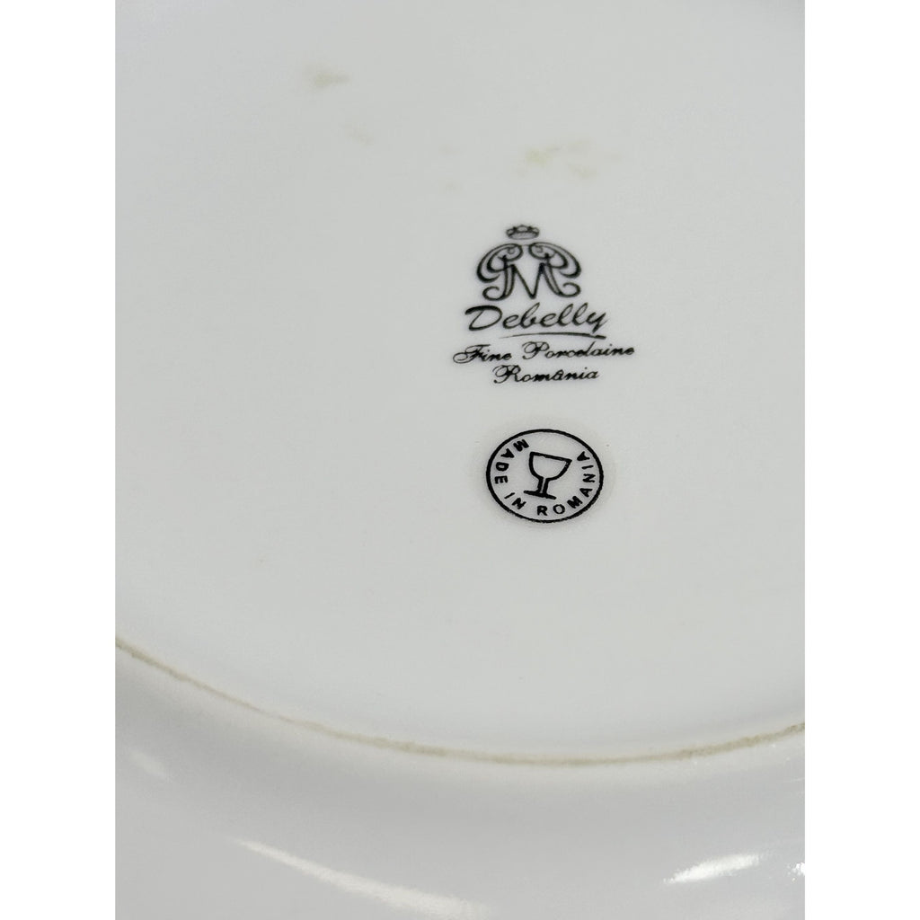 Ironstone Dinner Plate Set 4 Debelly Restaurant L'école Primaire Le Petit Garcon, French Bistro Style White Black Bands Romania Replacement