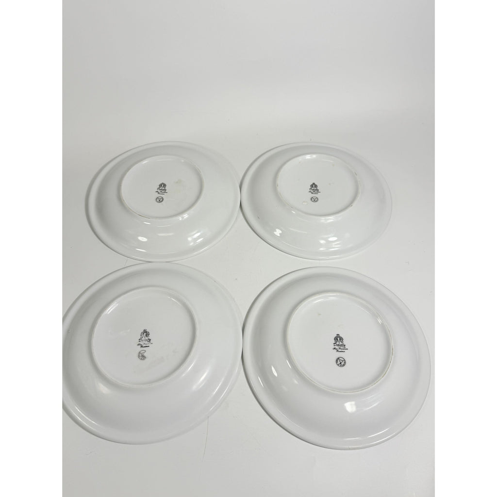 Ironstone Dinner Plate Set 4 Debelly Restaurant L'école Primaire Le Petit Garcon, French Bistro Style White Black Bands Romania Replacement