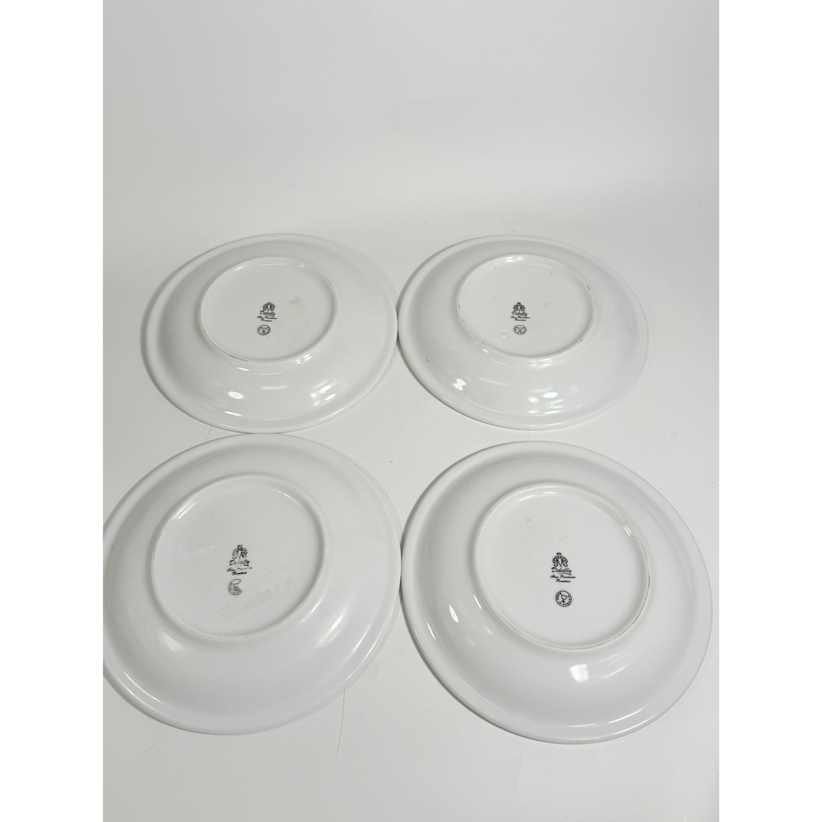 Ironstone Dinner Plate Set 4 Debelly Restaurant L'école Primaire Le Petit Garcon, French Bistro Style White Black Bands Romania Replacement
