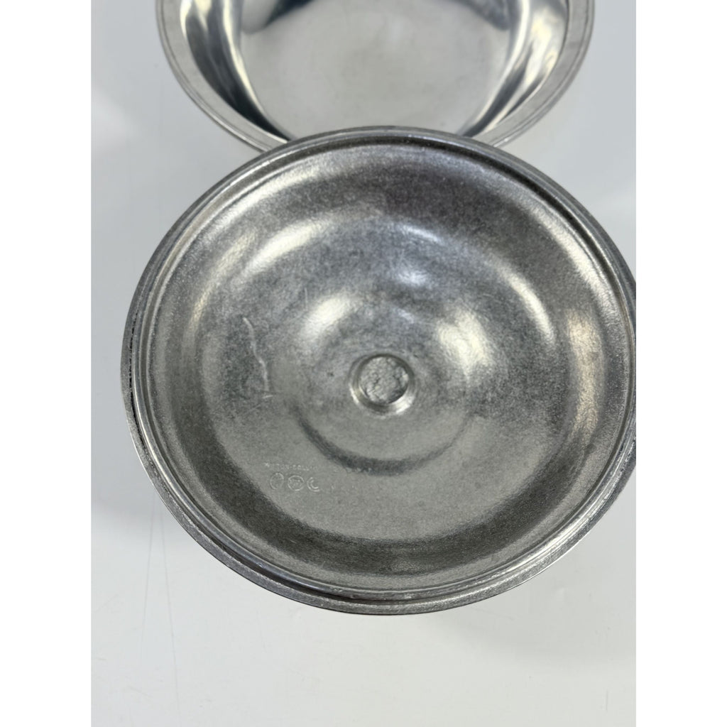Pewter Serving Bowl Covered Vegetable Wilton Armetele Plough Tavern Large Round 1973 Vintage Columbia PA Replacement Dishes Colonial