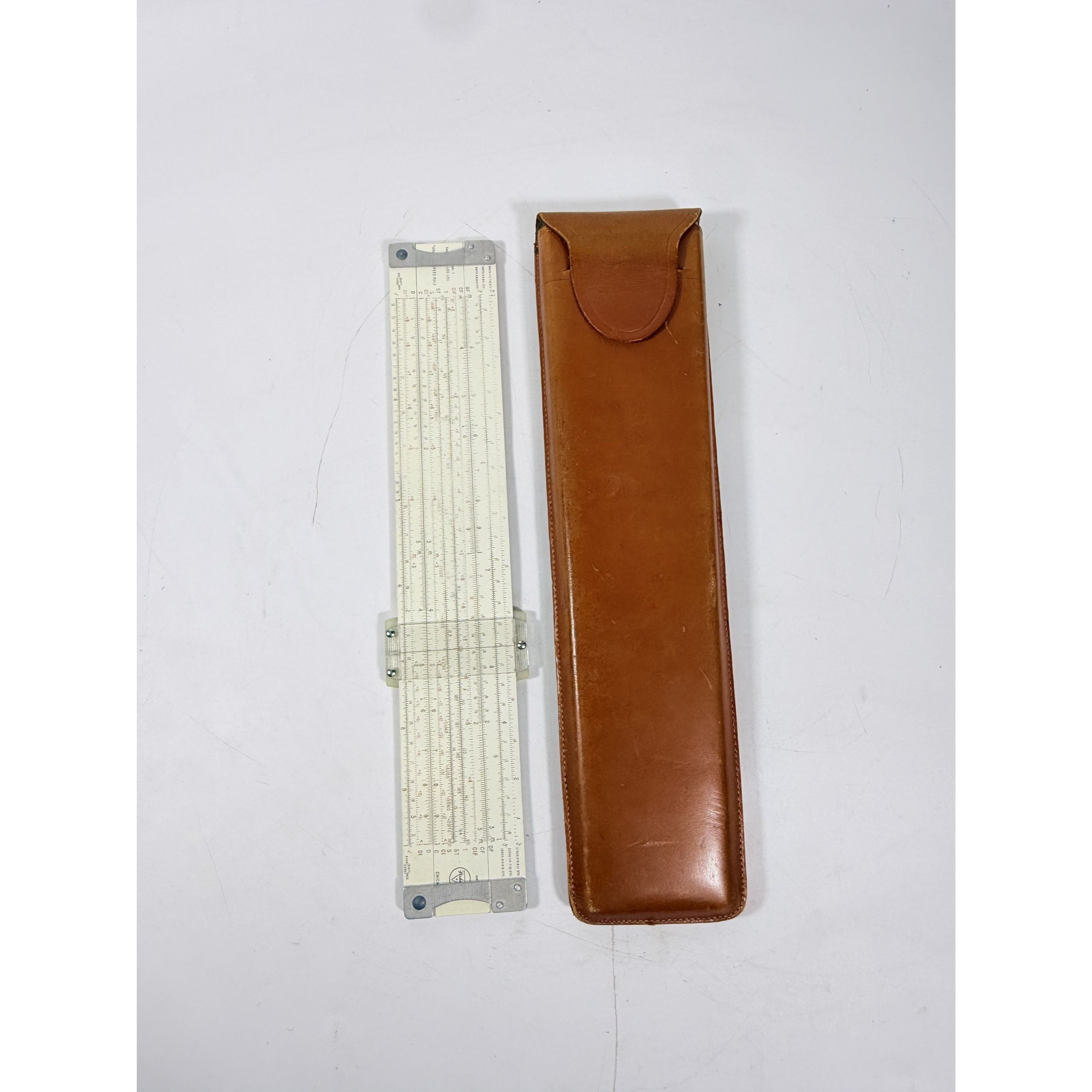 Slide Rule Vector Type 1959 Pickett Model N4- T Log Dual Base (Moog Synthesizer) Leather Case