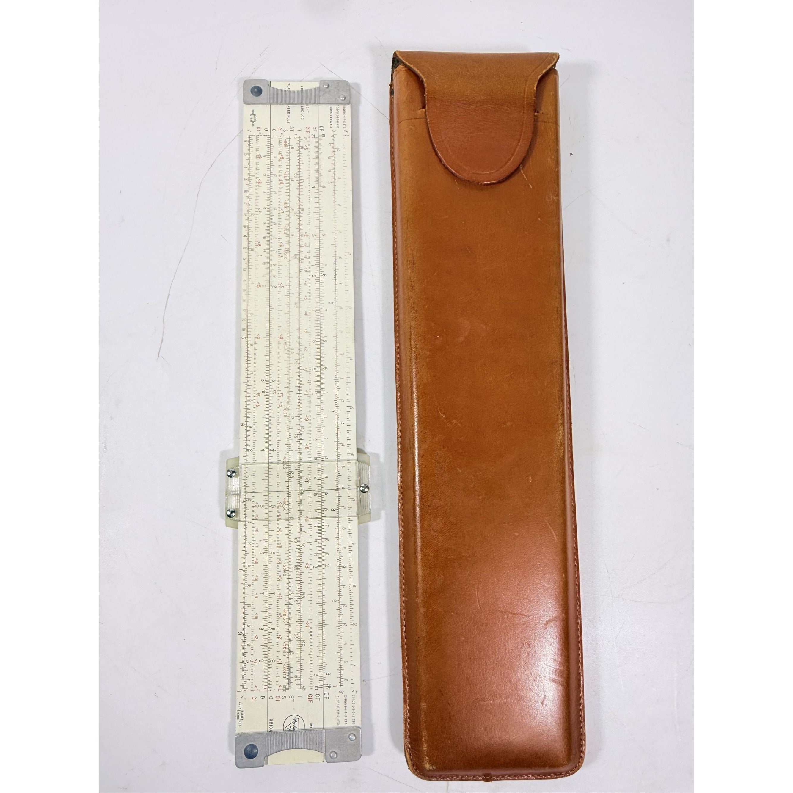 Slide Rule Vector Type 1959 Pickett Model N4- T Log Dual Base (Moog Synthesizer) Leather Case