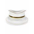 Gravy Boat Saucer Key Largo by Meito Black Greek Key On Gold Band Royal M Japan Replacement China Vintage Elegant Traditional