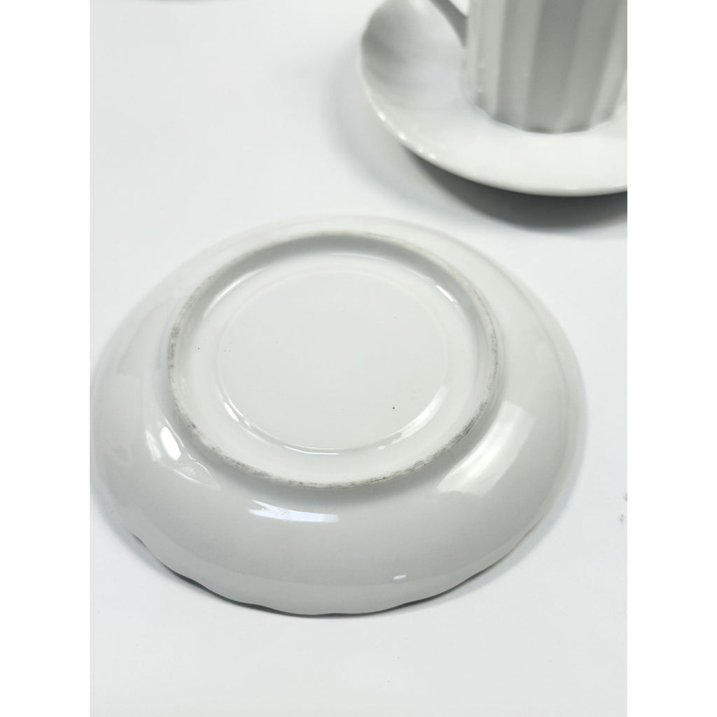 Demitasse coffee cups mugs saucers Set 6 Espresso Turkish Coffee Bone China White Replacement China Hostess Serving Vintage Fluted Half