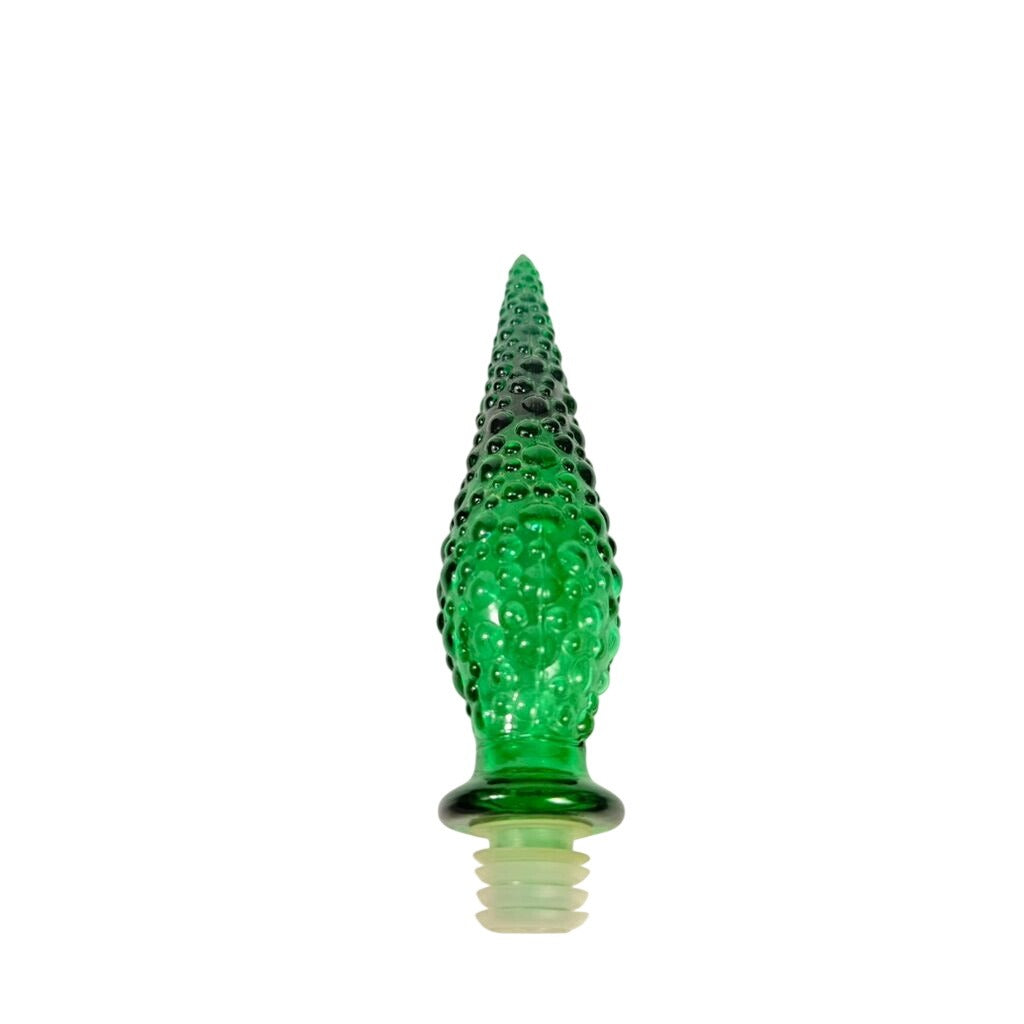 Bottle Stopper Empoli Vintage Emerald Hobnail Green Glass Genie  MCM Italy  8” Replacement  Mid Century Glassware