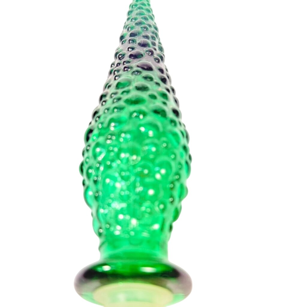 Bottle Stopper Empoli Vintage Emerald Hobnail Green Glass Genie  MCM Italy  8” Replacement  Mid Century Glassware