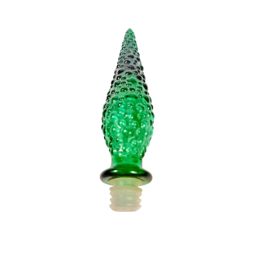 Bottle Stopper Empoli Vintage Emerald Hobnail Green Glass Genie  MCM Italy  8” Replacement  Mid Century Glassware
