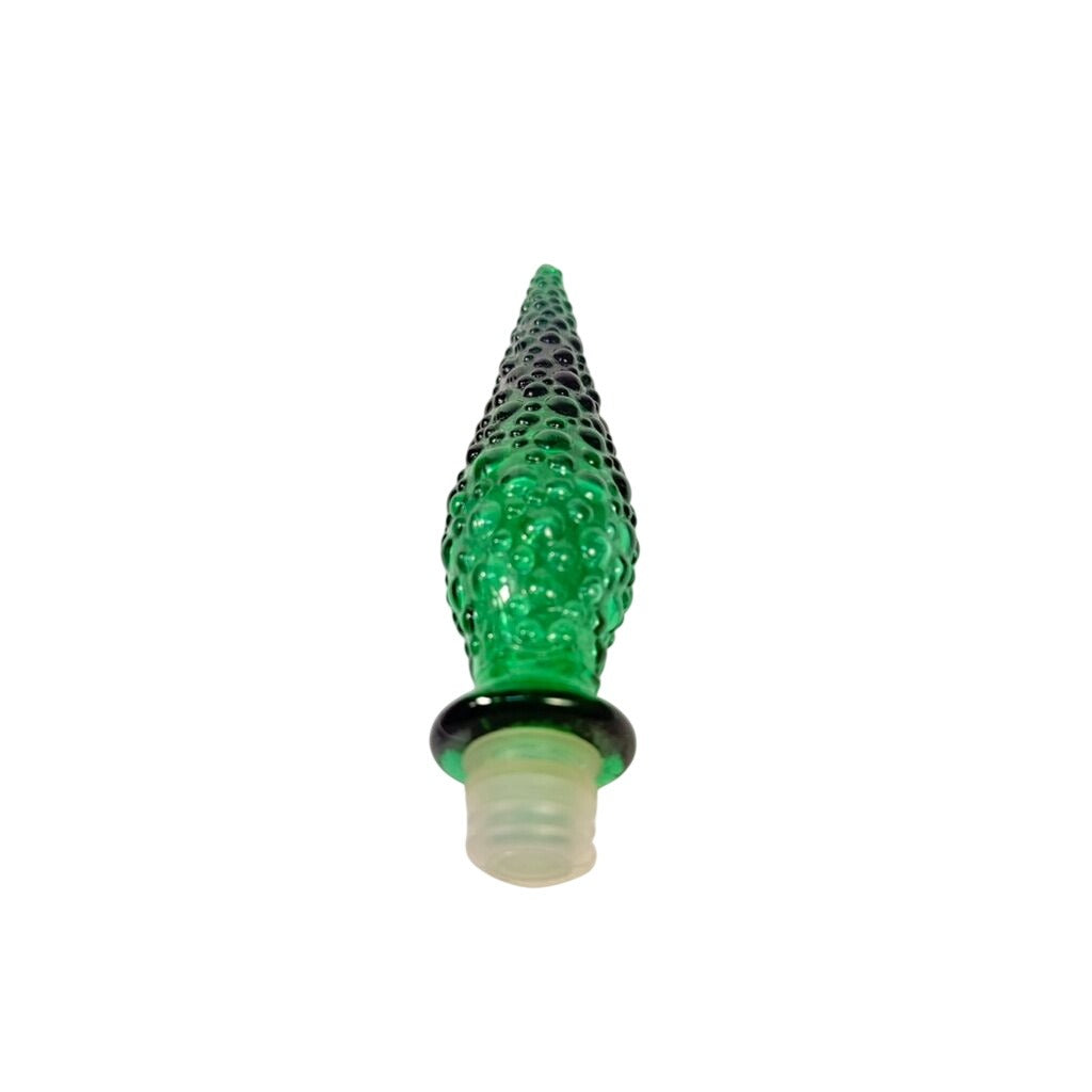 Bottle Stopper Empoli Vintage Emerald Hobnail Green Glass Genie  MCM Italy  8” Replacement  Mid Century Glassware