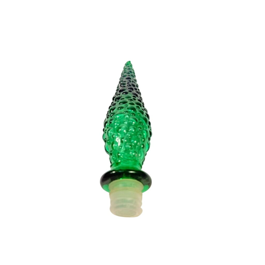 Bottle Stopper Empoli Vintage Emerald Hobnail Green Glass Genie  MCM Italy  8” Replacement  Mid Century Glassware