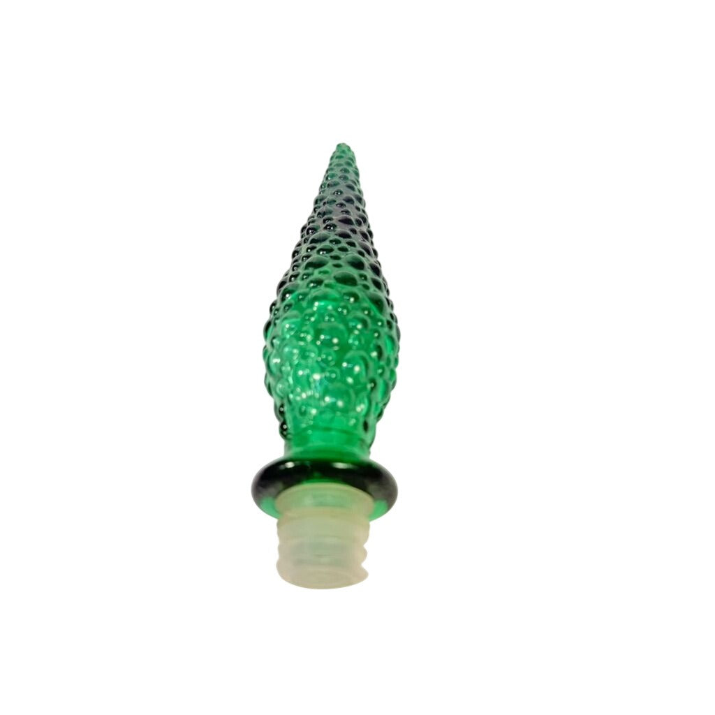 Bottle Stopper Empoli Vintage Emerald Hobnail Green Glass Genie  MCM Italy  8” Replacement  Mid Century Glassware