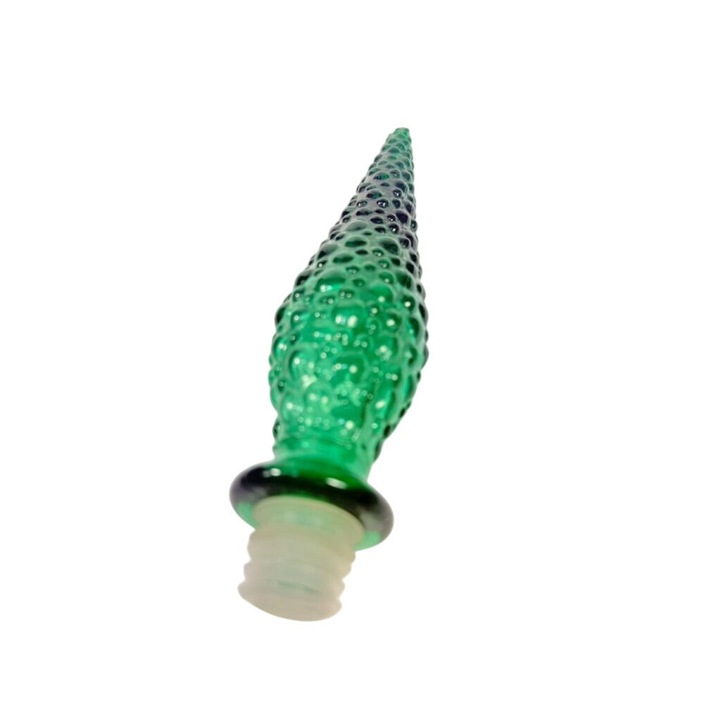Bottle Stopper Empoli Vintage Emerald Hobnail Green Glass Genie  MCM Italy  8” Replacement  Mid Century Glassware