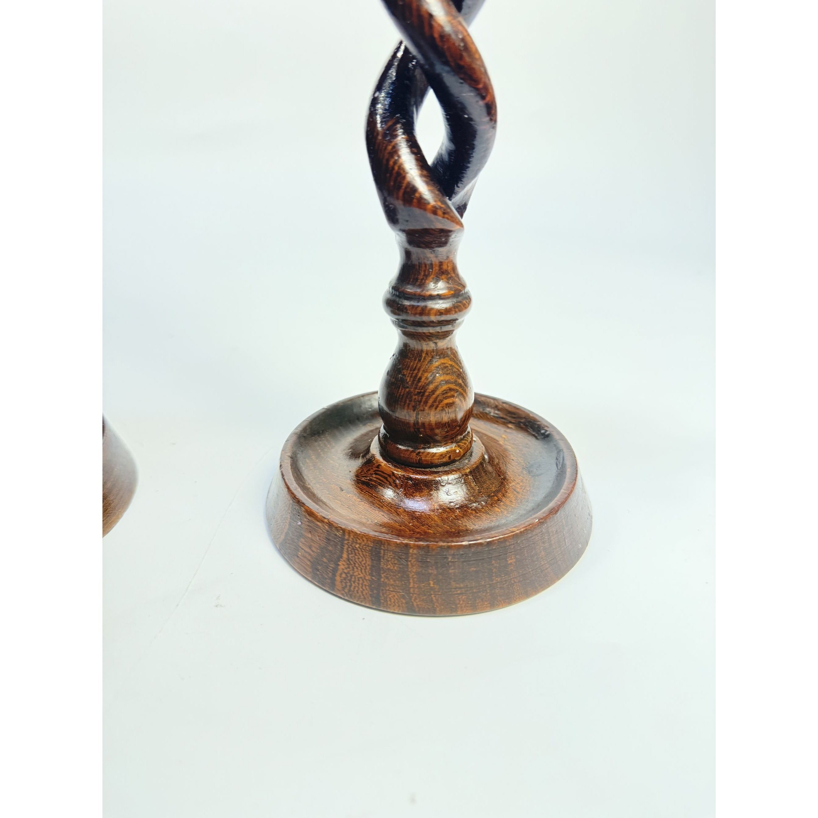 Wooden Candle Sticks Vintage Wood Barley Twist Open Taper Candlestick Holders English Style Pair Home Decor Decorative Accents Traditional
