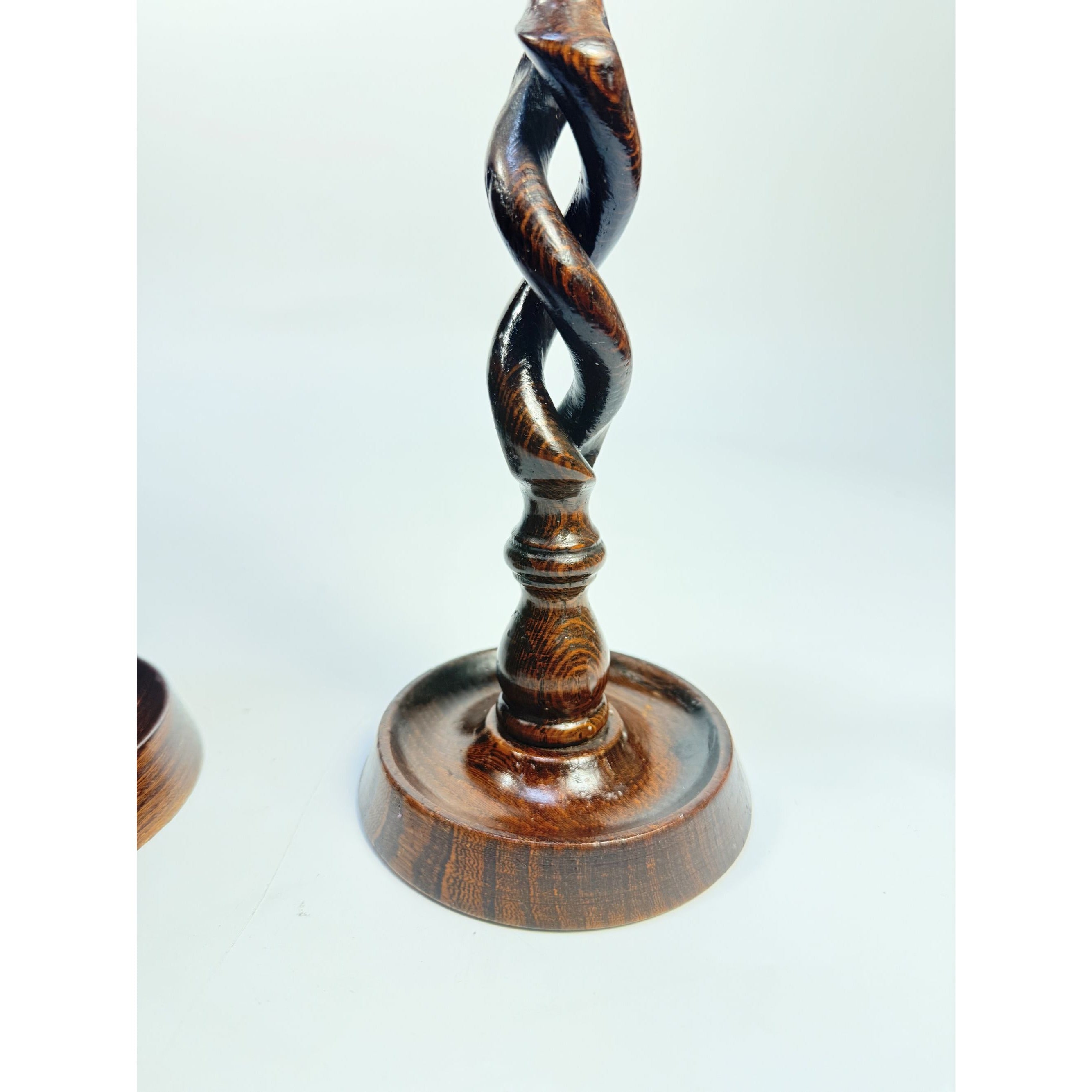 Wooden Candle Sticks Vintage Wood Barley Twist Open Taper Candlestick Holders English Style Pair Home Decor Decorative Accents Traditional