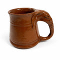 Pottery Coffee Mug Elephant Trunk Handle Unique Studio Pottery Brown Glazed Vintage Kitchenware Collectible Wildlife Gifts