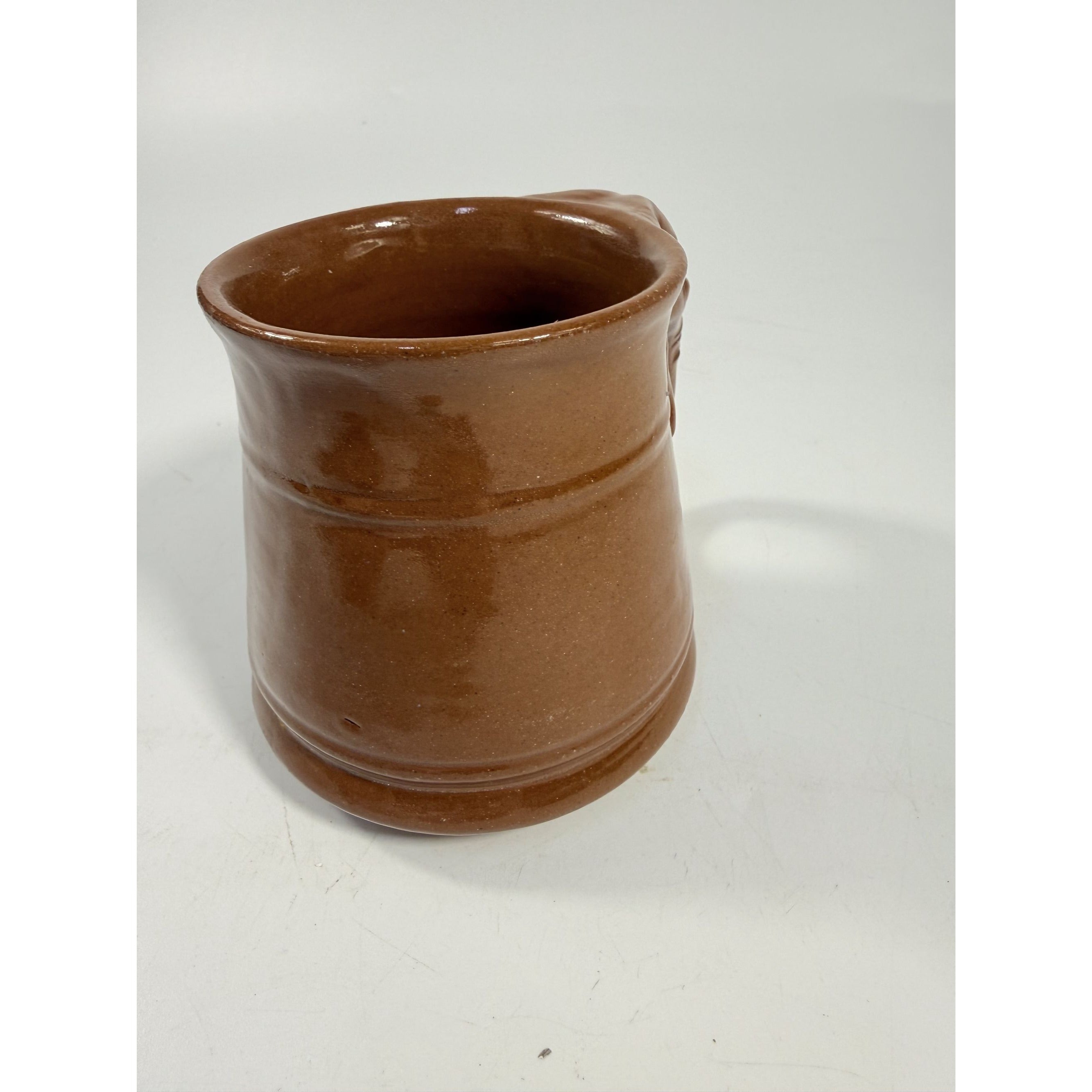 Pottery Coffee Mug Elephant Trunk Handle Unique Studio Pottery Brown Glazed Vintage Kitchenware Collectible Wildlife Gifts