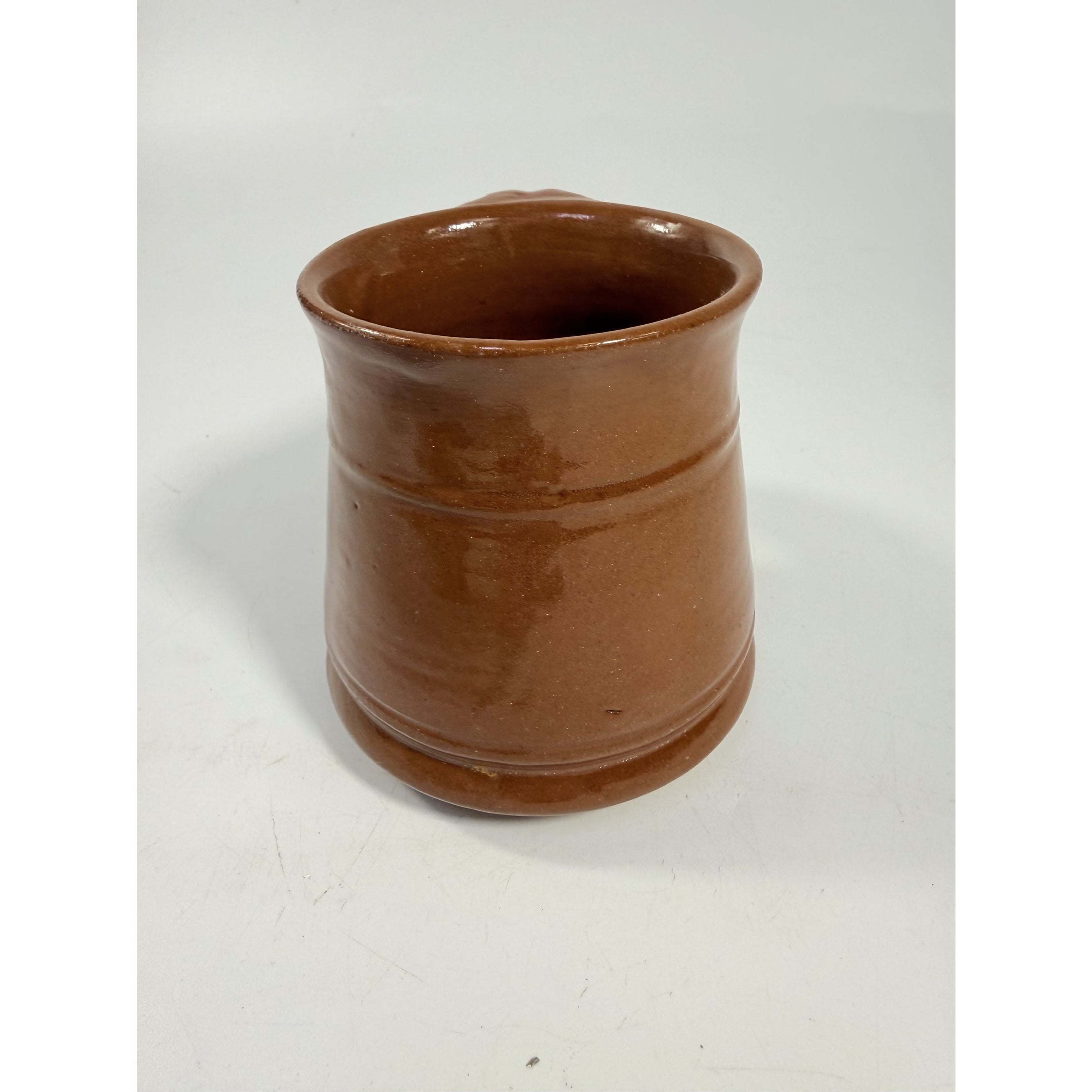 Pottery Coffee Mug Elephant Trunk Handle Unique Studio Pottery Brown Glazed Vintage Kitchenware Collectible Wildlife Gifts