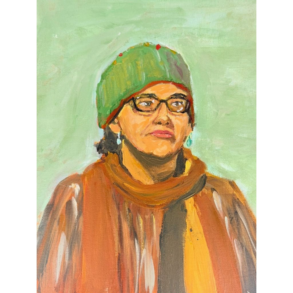 OIl on Canvas Portrait of a Woman Vintage Artist Unknown Hand Painted Unframed Unique Home Decor Decorative Accents