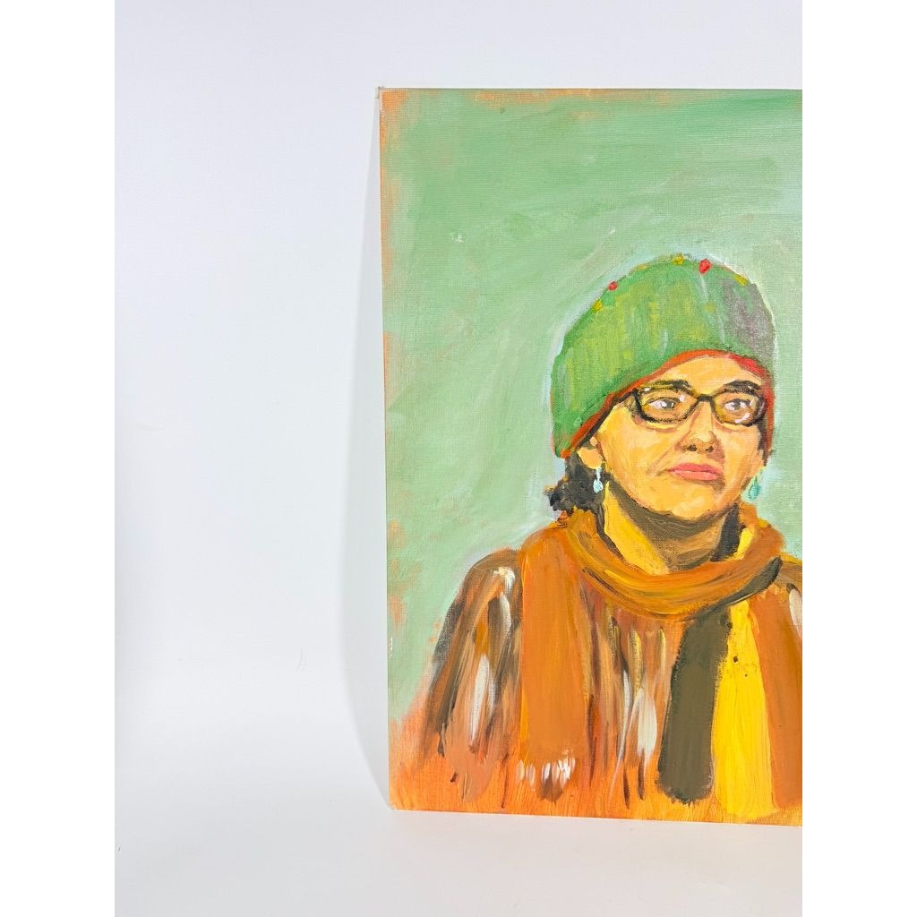 OIl on Canvas Portrait of a Woman Vintage Artist Unknown Hand Painted Unframed Unique Home Decor Decorative Accents