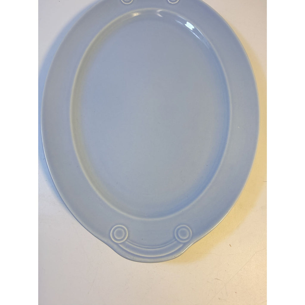 Oval Platters Set 3 Taylor Smith and Taylor Lu Ray Pastels Tab Handled Pink Blue Yellow Spring Mid Century Replacement Serving China Hostess