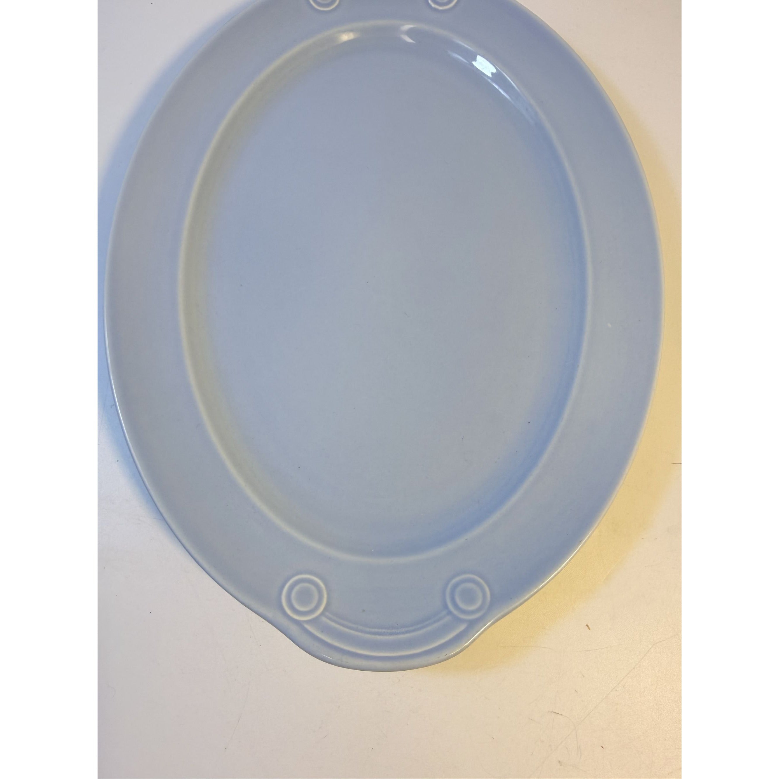 Oval Platters Set 3 Taylor Smith and Taylor Lu Ray Pastels Tab Handled Pink Blue Yellow Spring Mid Century Replacement Serving China Hostess