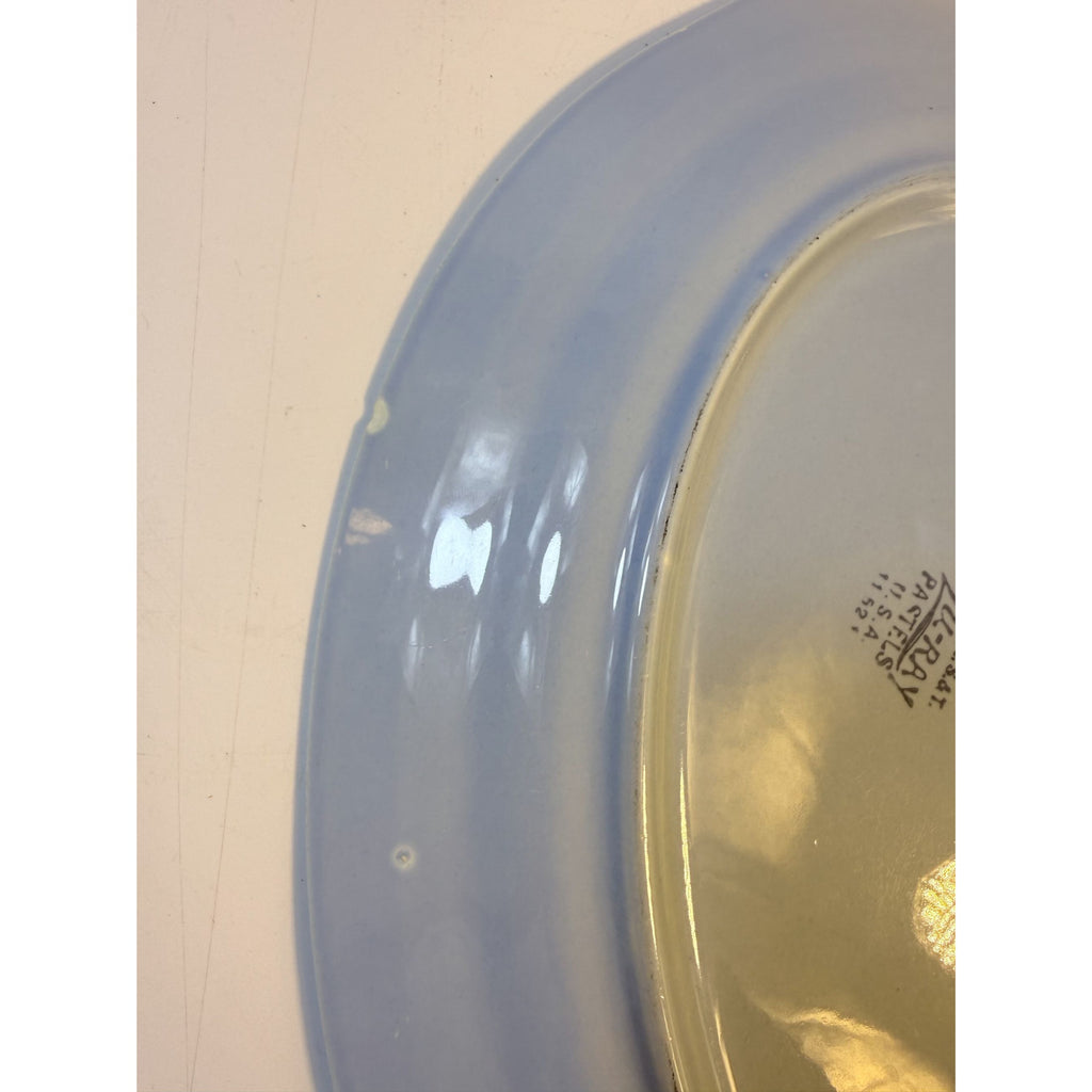 Oval Platters Set 3 Taylor Smith and Taylor Lu Ray Pastels Tab Handled Pink Blue Yellow Spring Mid Century Replacement Serving China Hostess