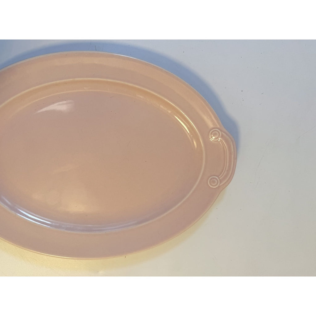 Oval Platters Set 3 Taylor Smith and Taylor Lu Ray Pastels Tab Handled Pink Blue Yellow Spring Mid Century Replacement Serving China Hostess