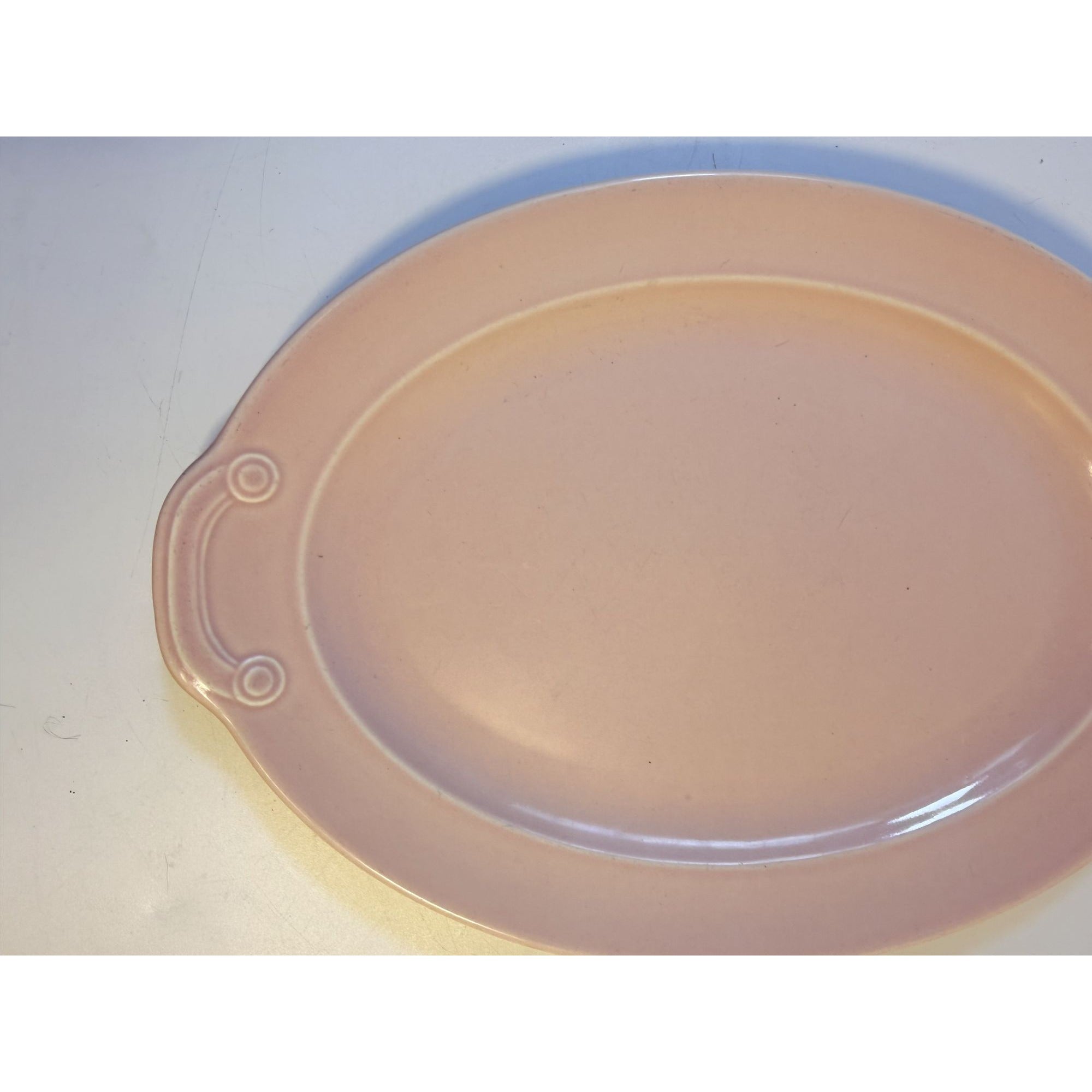 Oval Platters Set 3 Taylor Smith and Taylor Lu Ray Pastels Tab Handled Pink Blue Yellow Spring Mid Century Replacement Serving China Hostess