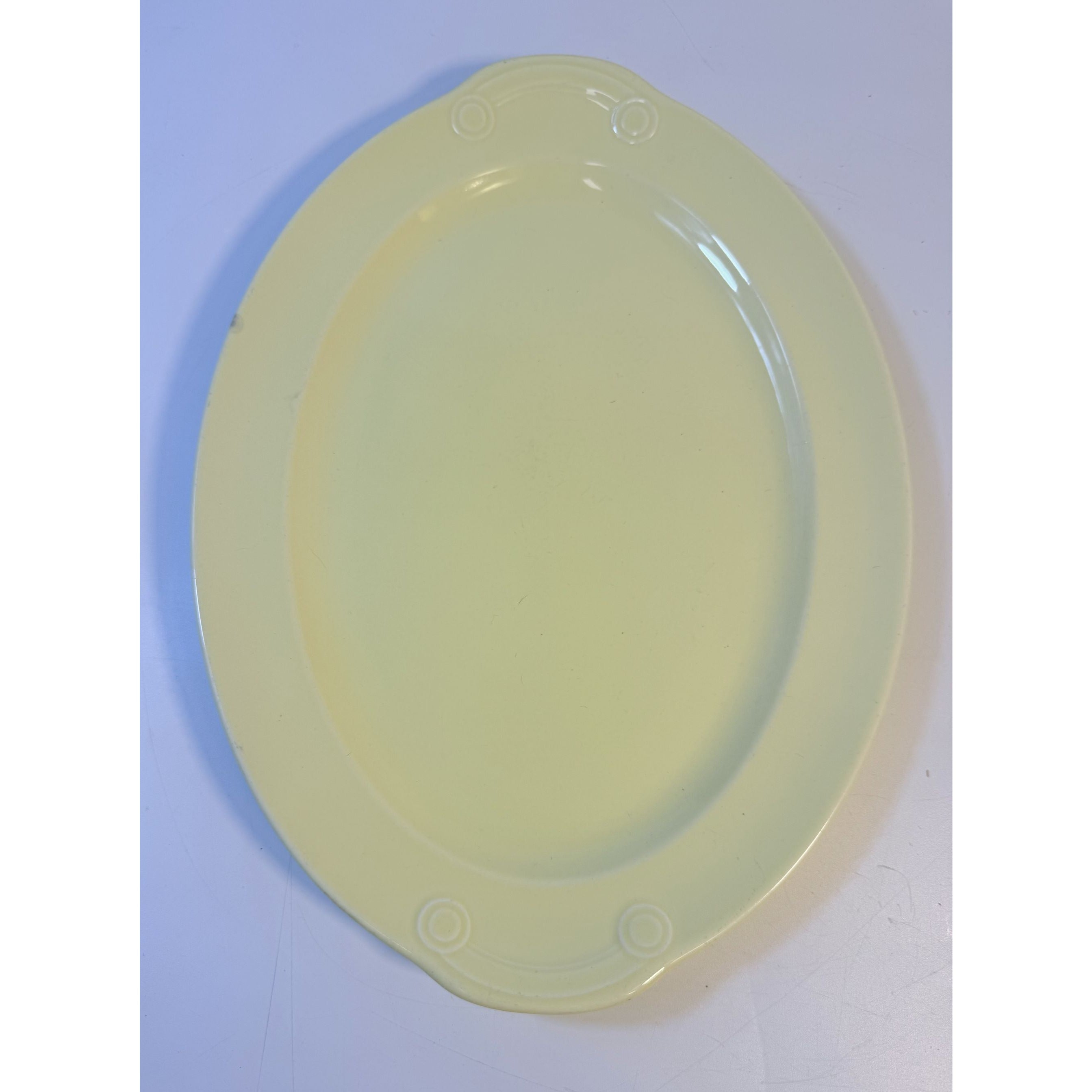 Oval Platters Set 3 Taylor Smith and Taylor Lu Ray Pastels Tab Handled Pink Blue Yellow Spring Mid Century Replacement Serving China Hostess
