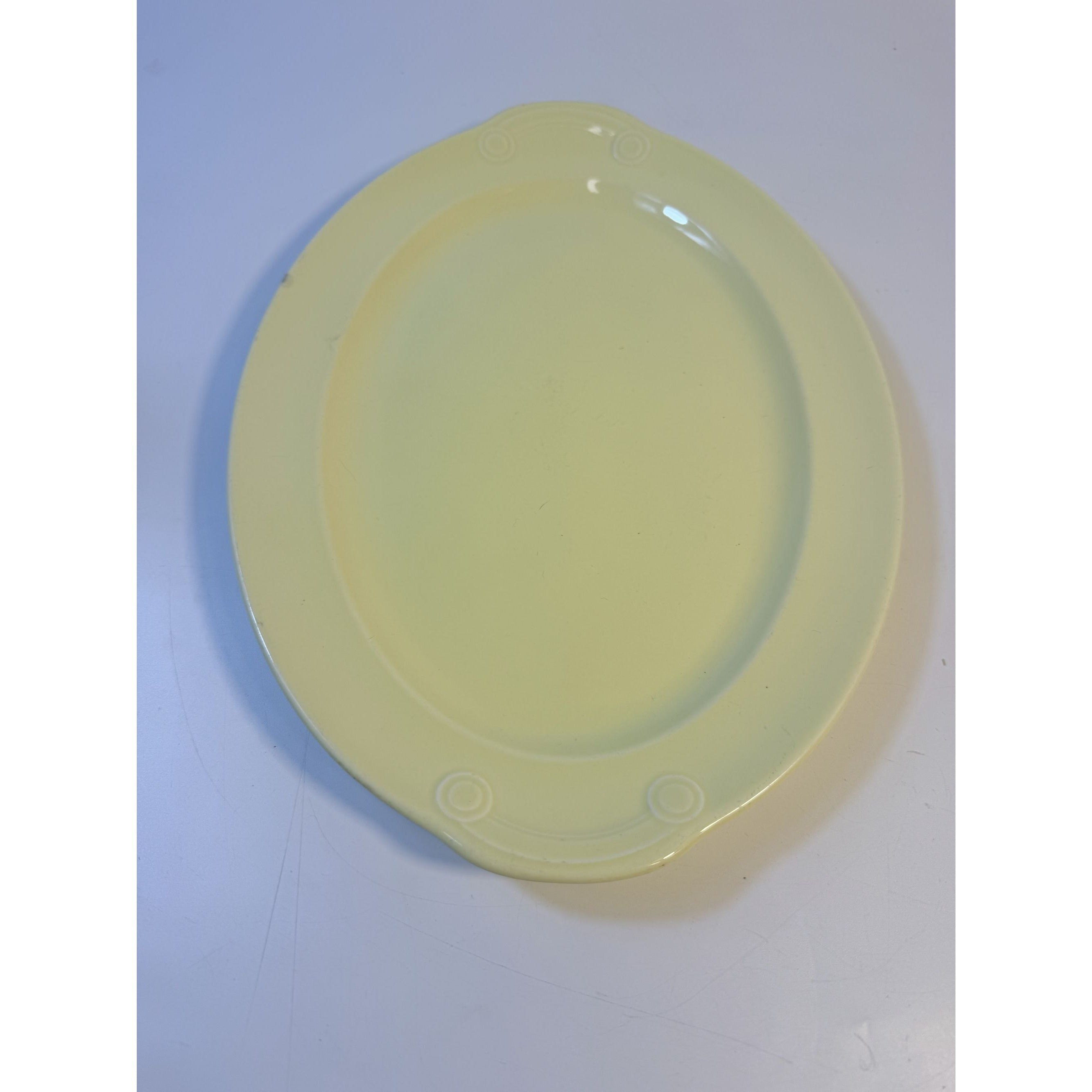 Oval Platters Set 3 Taylor Smith and Taylor Lu Ray Pastels Tab Handled Pink Blue Yellow Spring Mid Century Replacement Serving China Hostess