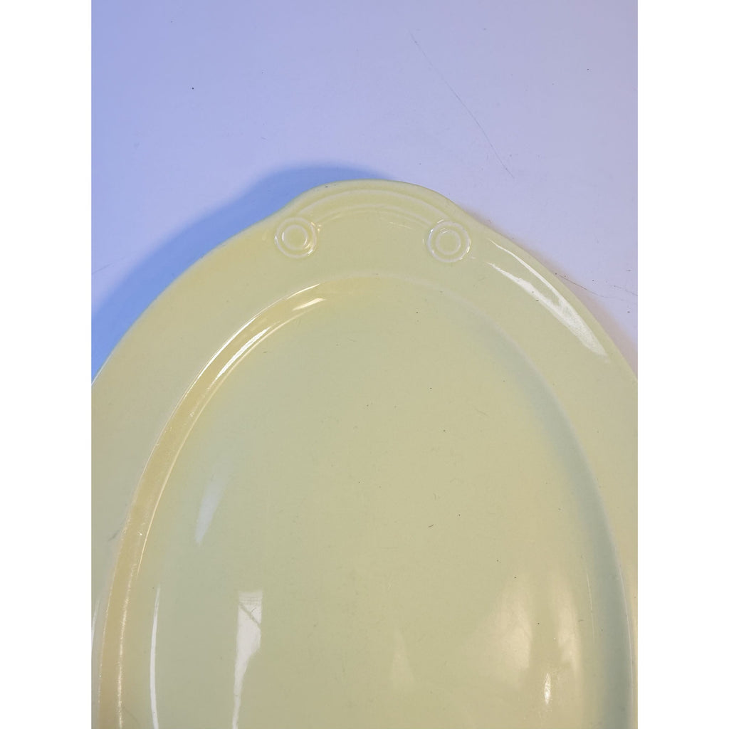 Oval Platters Set 3 Taylor Smith and Taylor Lu Ray Pastels Tab Handled Pink Blue Yellow Spring Mid Century Replacement Serving China Hostess