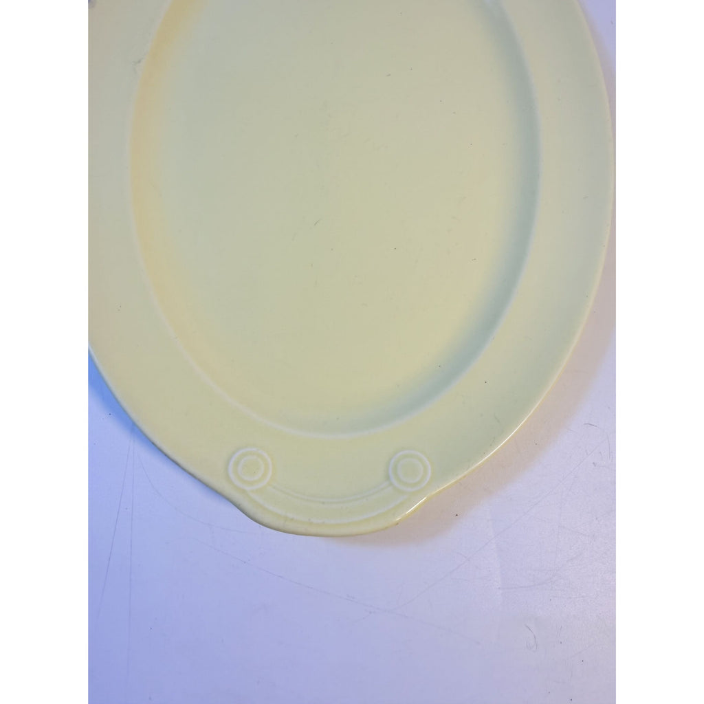 Oval Platters Set 3 Taylor Smith and Taylor Lu Ray Pastels Tab Handled Pink Blue Yellow Spring Mid Century Replacement Serving China Hostess