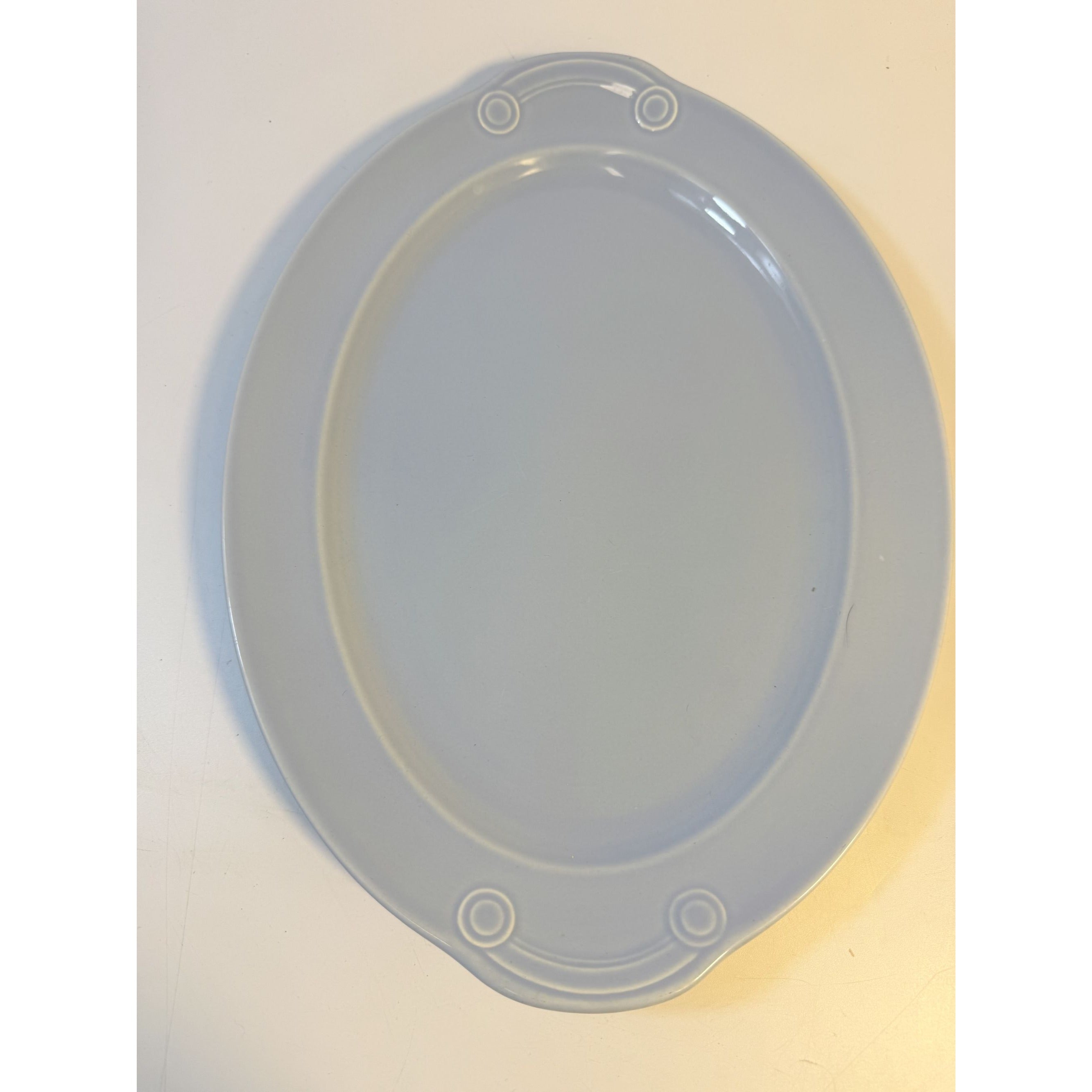 Oval Platters Set 3 Taylor Smith and Taylor Lu Ray Pastels Tab Handled Pink Blue Yellow Spring Mid Century Replacement Serving China Hostess
