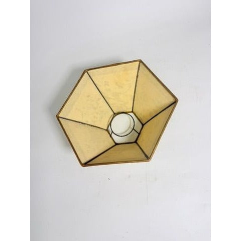 Hurricane Lamp Shade Sexagon Mid Century Lampshades Fabric Floral Chimney Fitter 6 sided Oil Lamp Vintage Flowers Gold Trim Handmade