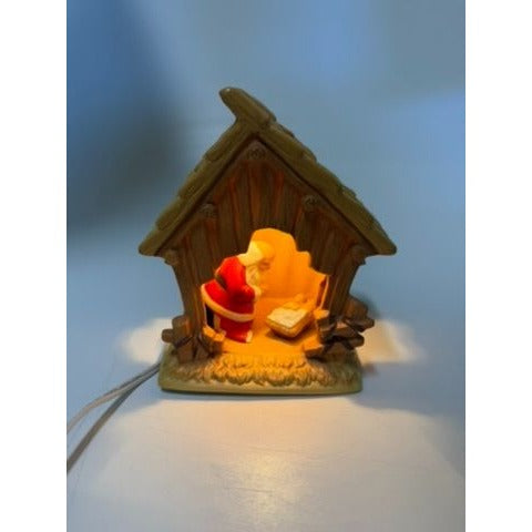 Christmas Nativity The Kneeling Santa Light Up Ceramic Manger ROMAN Inc Santa Kneeling in Prayer with Baby Jesus Holdiay Decor Night Light