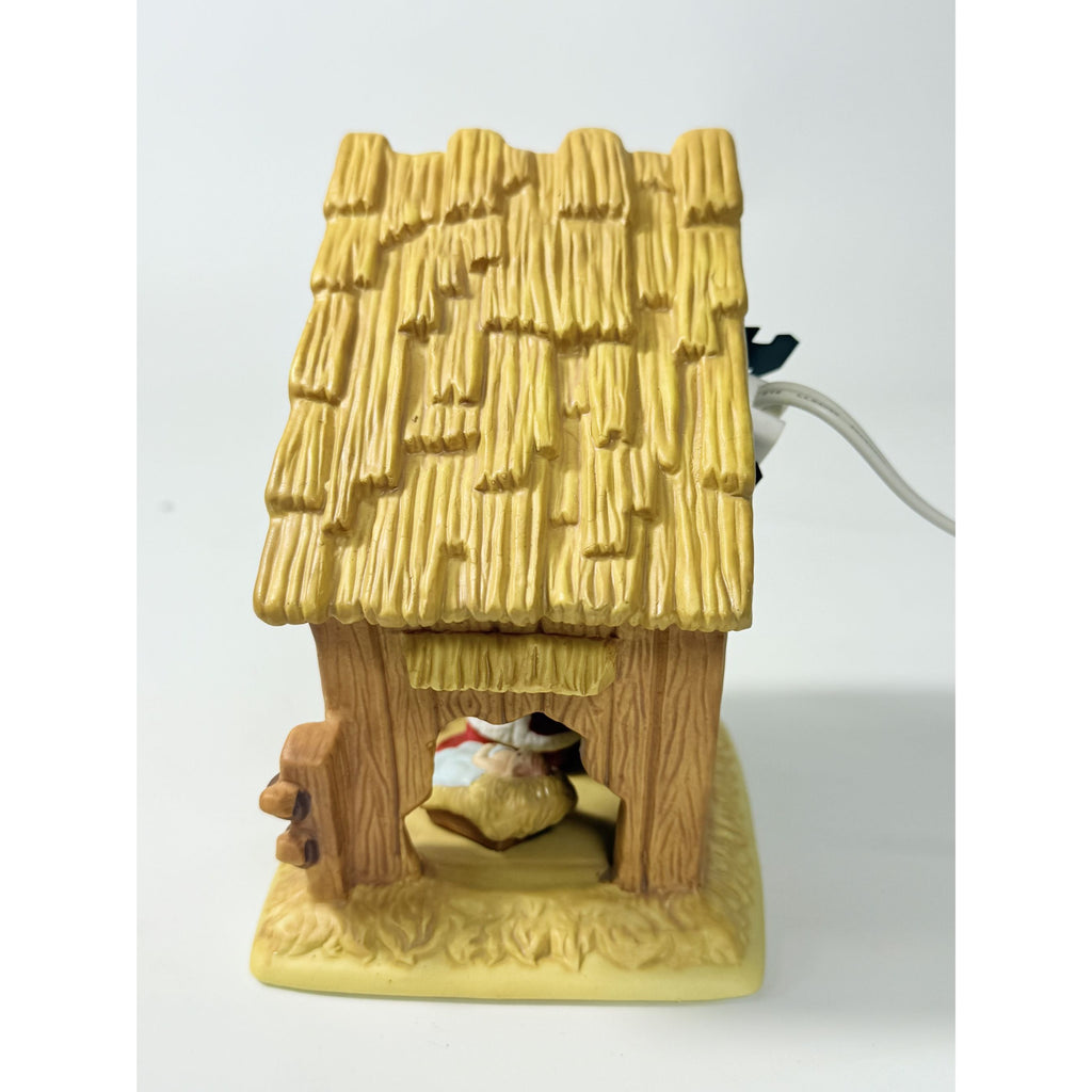 Christmas Nativity The Kneeling Santa Light Up Ceramic Manger ROMAN Inc Santa Kneeling in Prayer with Baby Jesus Holdiay Decor Night Light
